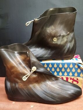 Vintage 40's 50's 60's Era Gray Smoke Overshoe Galoshes Rain Boot Covers
